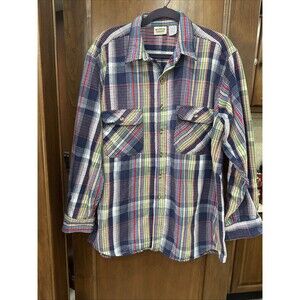 Vintage five brother flannel shirt woven cotton plaid check multicolor XL tall